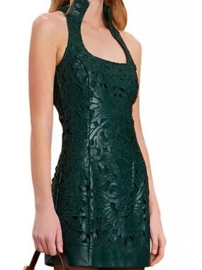 Cult Gaia Akaia Faux Leather Dress in Forest Green NWT